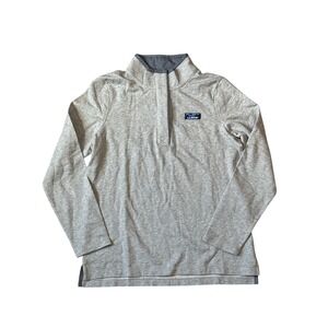 L.L.Bean‎ Heritage Grey Waffle Knit SnapMockneck Pullover M Chambray